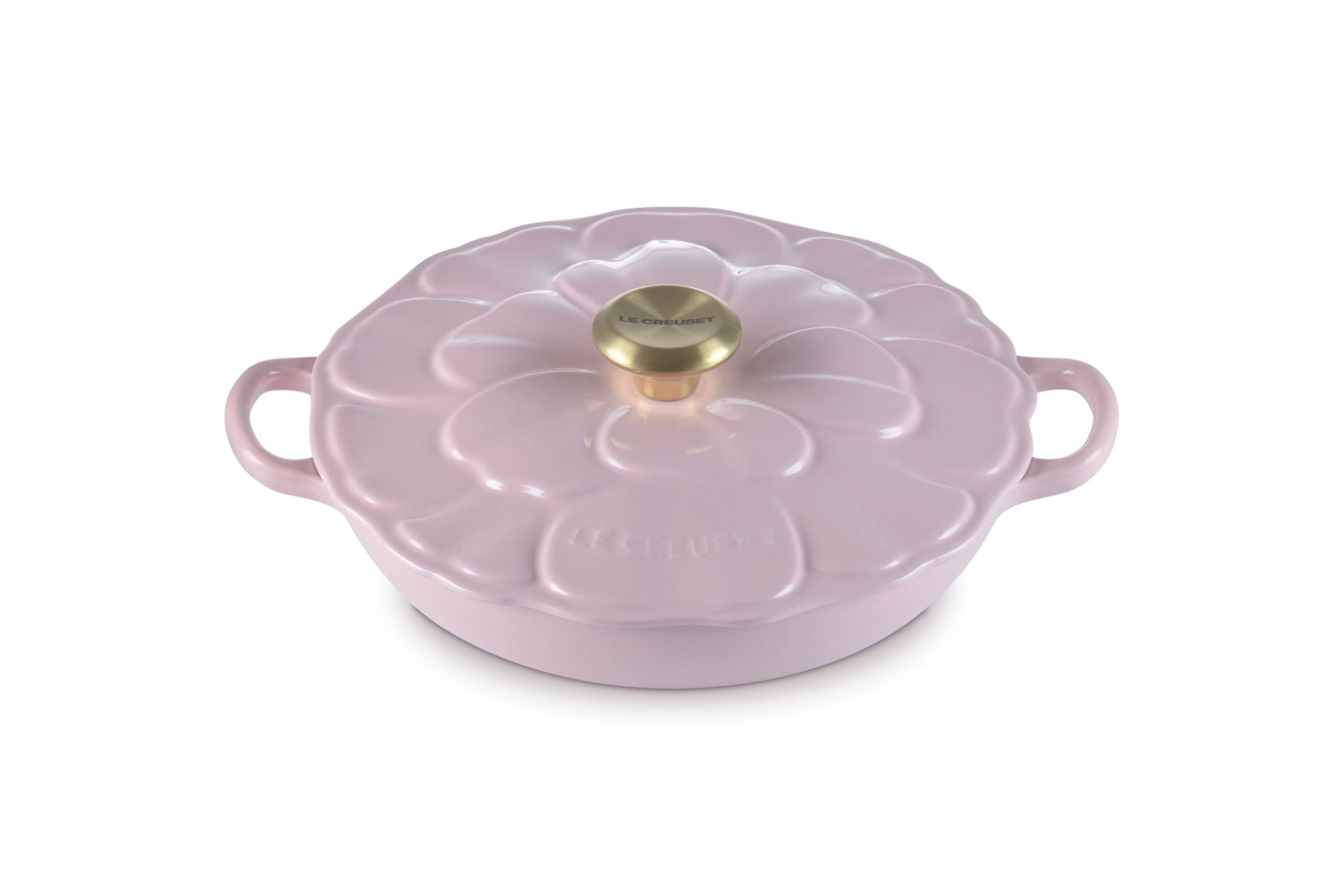 Le Creuset Enameled Cast Iron Signature Petal Braiser, 2.25 Qt., Chiffon Pink W/Light Gold Knob