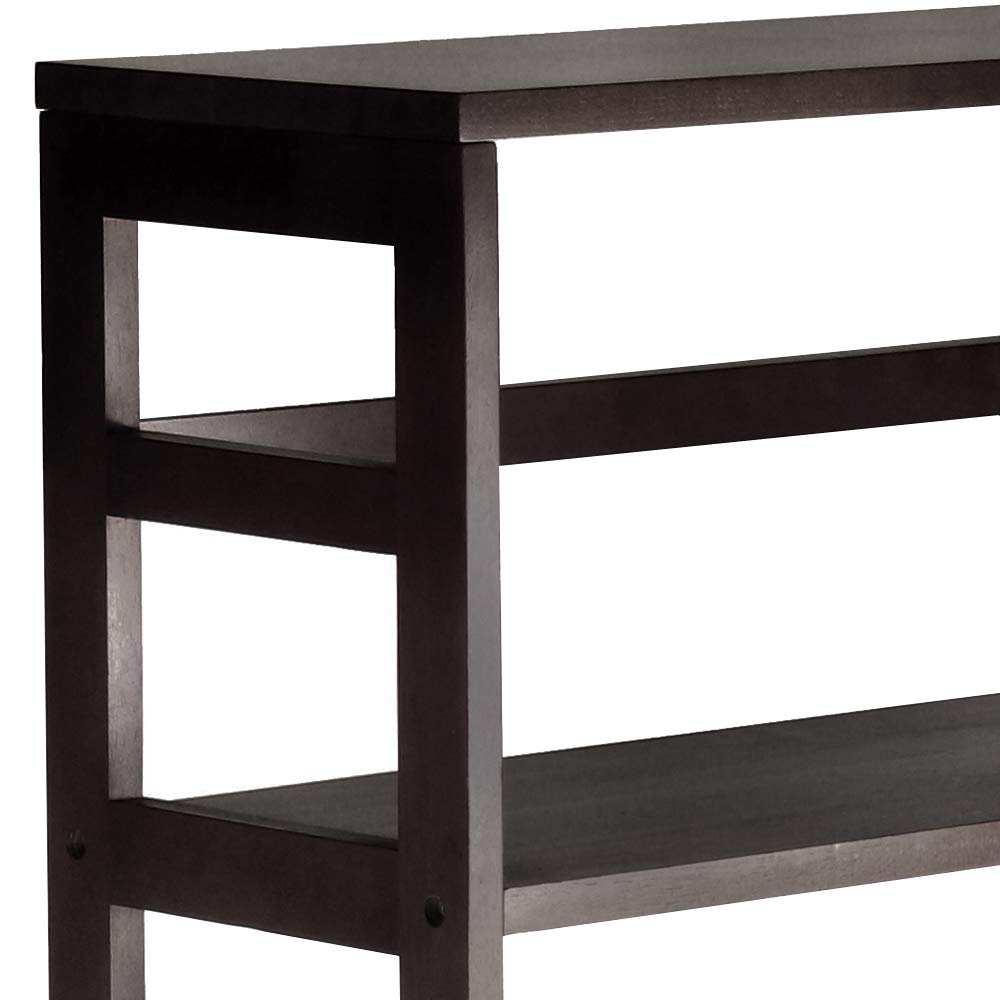 Winsome Wood Capri Wood 3 Section Storage Shelf With 6 Beige Fabric Foldable Baskets