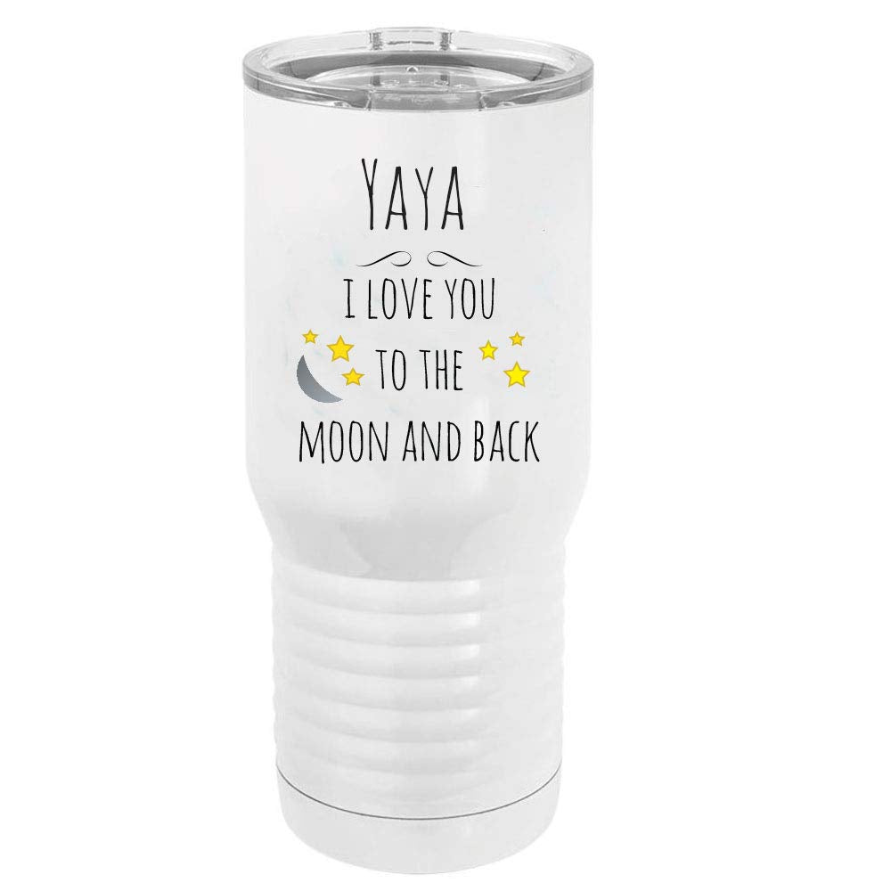 Yaya - I Love You To The Moon And Back Stainless Steel Vacuum Double-Walled Insulated 20 Oz Tumbler Travel Coffee Mug With Clear