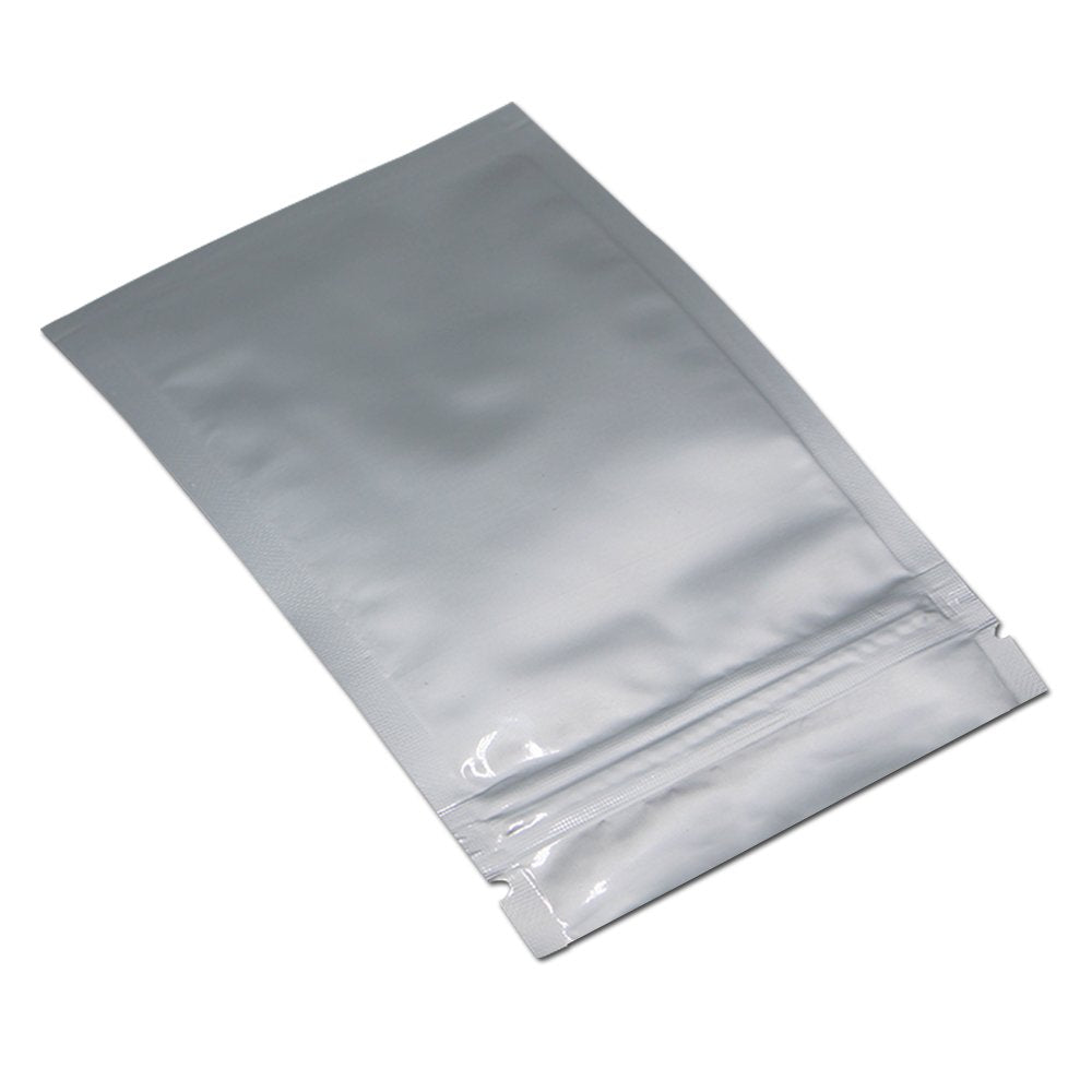 Mitob Flat Mylar Bags Zipper Lock Foil Bag 4 Mil Silver For Zip Food Storage Lock Resealable Aluminum Mylar Pouch Heat Sealable