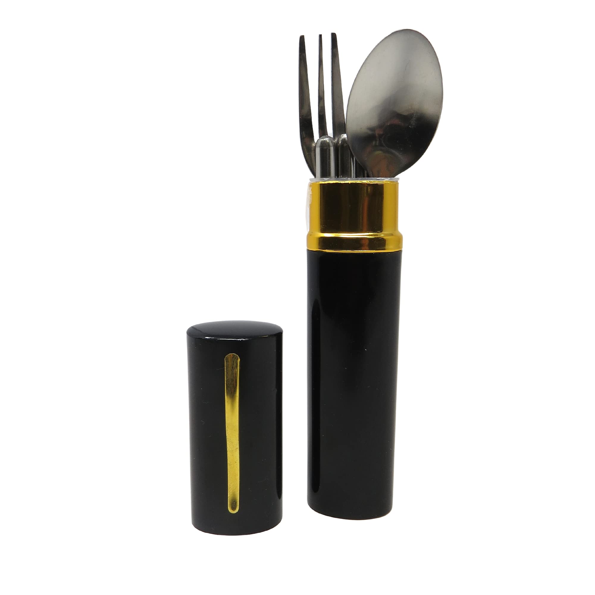 Portable Utensil Set With Stain Resistant Chopsticks, Fork, And Spoon, Travel Utensils For Purses And Backpacks, Black