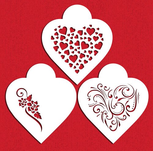 Designer Stencils Contemporary Hearts Cookie Stencils, Beige/Semi-Transparent, Fits 4'' Heart Cutter