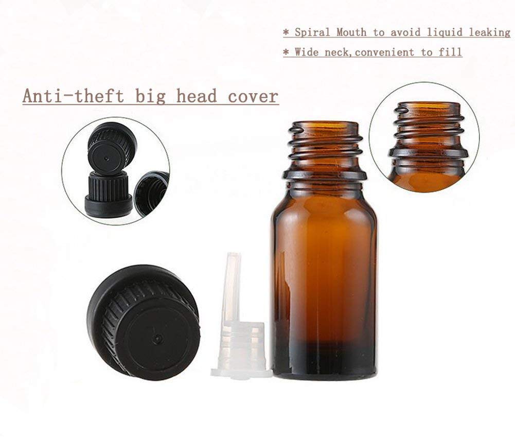 Sybl 6Pcs Portable Empty Refillable Amber Glass Essential Oil Bottles Cosmetic Perfume Aromatherapy Storage Container Vial Pots