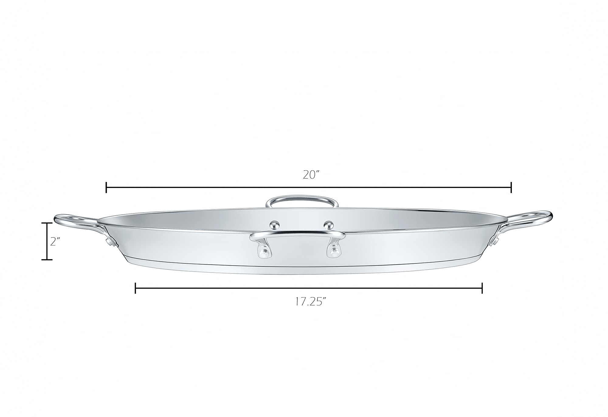 Concord Premium Stainless Steel Paella Pan With Heavy Duty Triply Bottom (20'' (50 Cm))