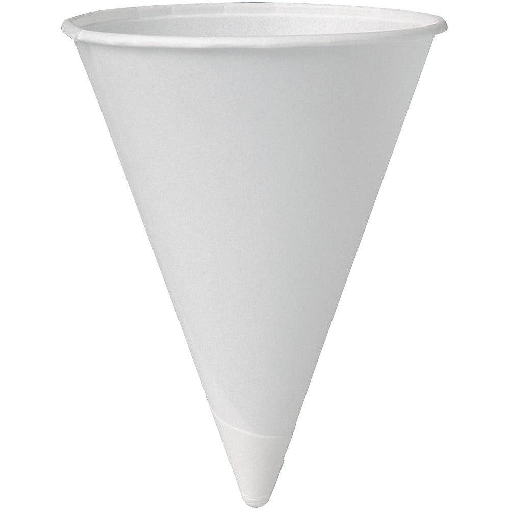 Solo Foodservice Cone Water Cups, Cold, Paper, 4 Oz, White, 200/Bag, 25 Bags/Carton
