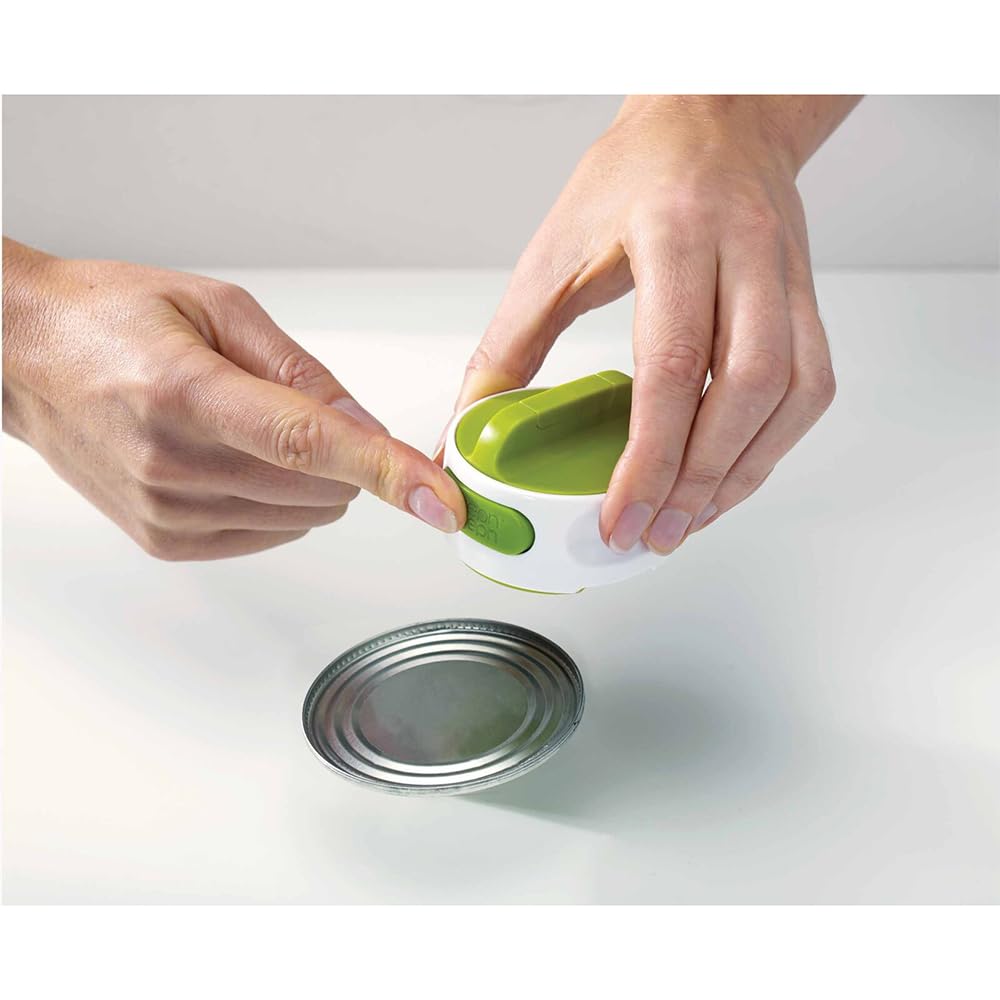 Joseph Joseph Can-Do Compact Can Opener Easy Twist Release Portable Space-Saving Manual Stainless Steel, Green