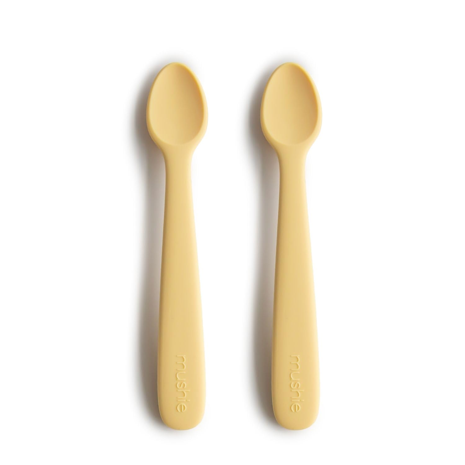 mushie Silicone Baby Feeding Spoons  2 Pack (Daffodil)