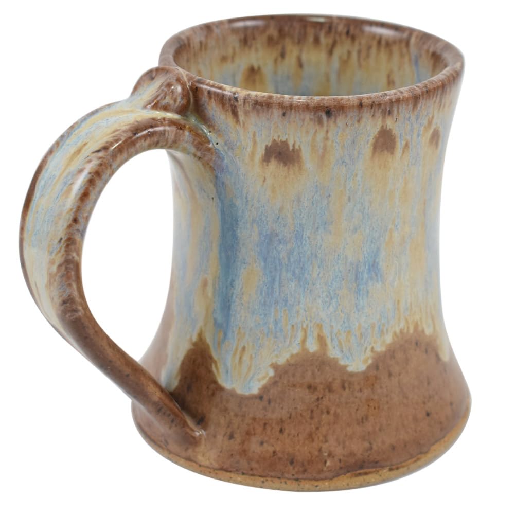 American Made Stoneware Pottery Classic Wide Base Mug with Thumb Grip