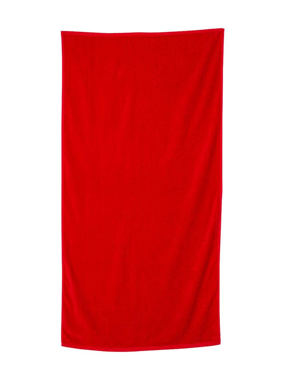 Q-Tees Velour Beach Towel - Red  One Size
