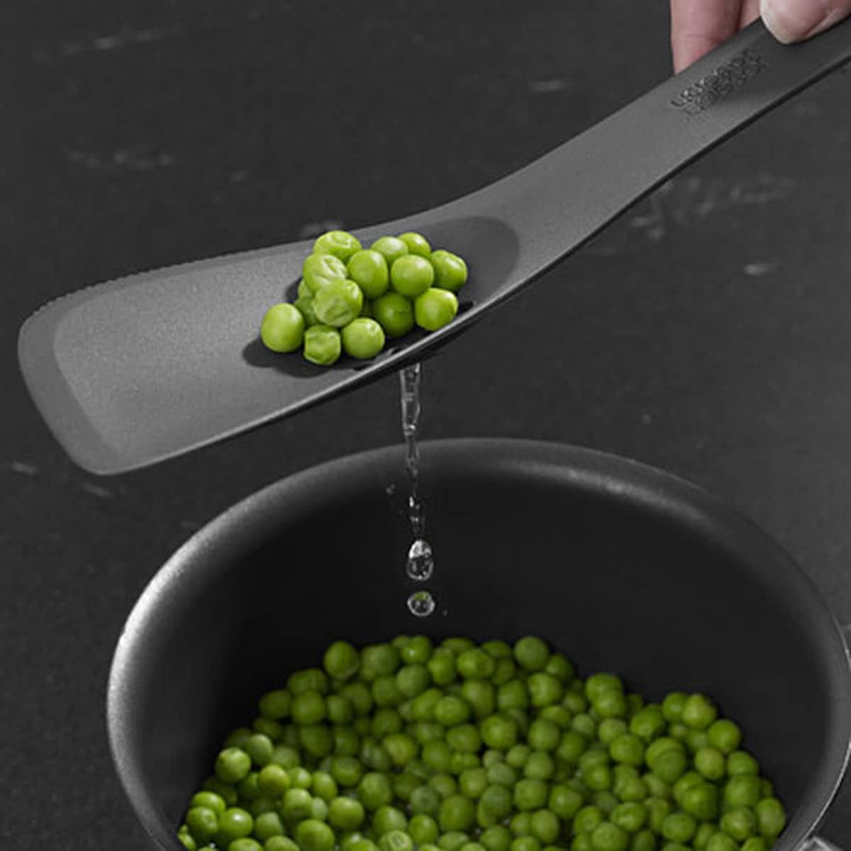 Joseph Joseph Uni-tool 5-in-1 Silicone Kitchen Utensil, 12" Long, Slotted Spoon, Turner, Spatula, Gray, Model UNITG0100SW