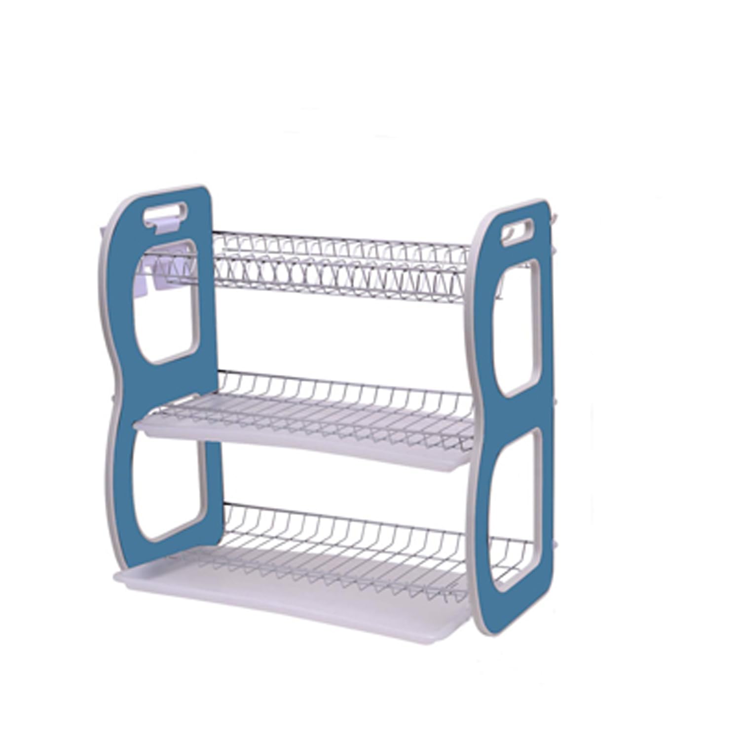 Klaxon Designer 2 Tier Steel Chrome Plated Durable Dish Drainer Crockery Cutlery Plates Glass Rack Organiser Holder Drip Tray  