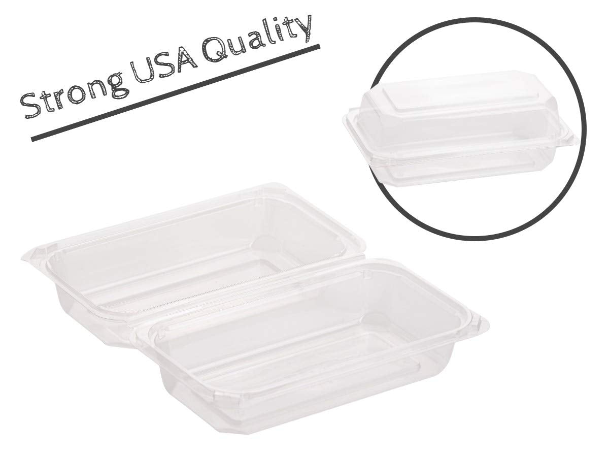 Smygoods Plastic Loaf Container, (Pack Of 25-9 3/10 X 5 1/2 X 3 1/3) Disposable Plastic Sturdy Hinged Loaf Containers