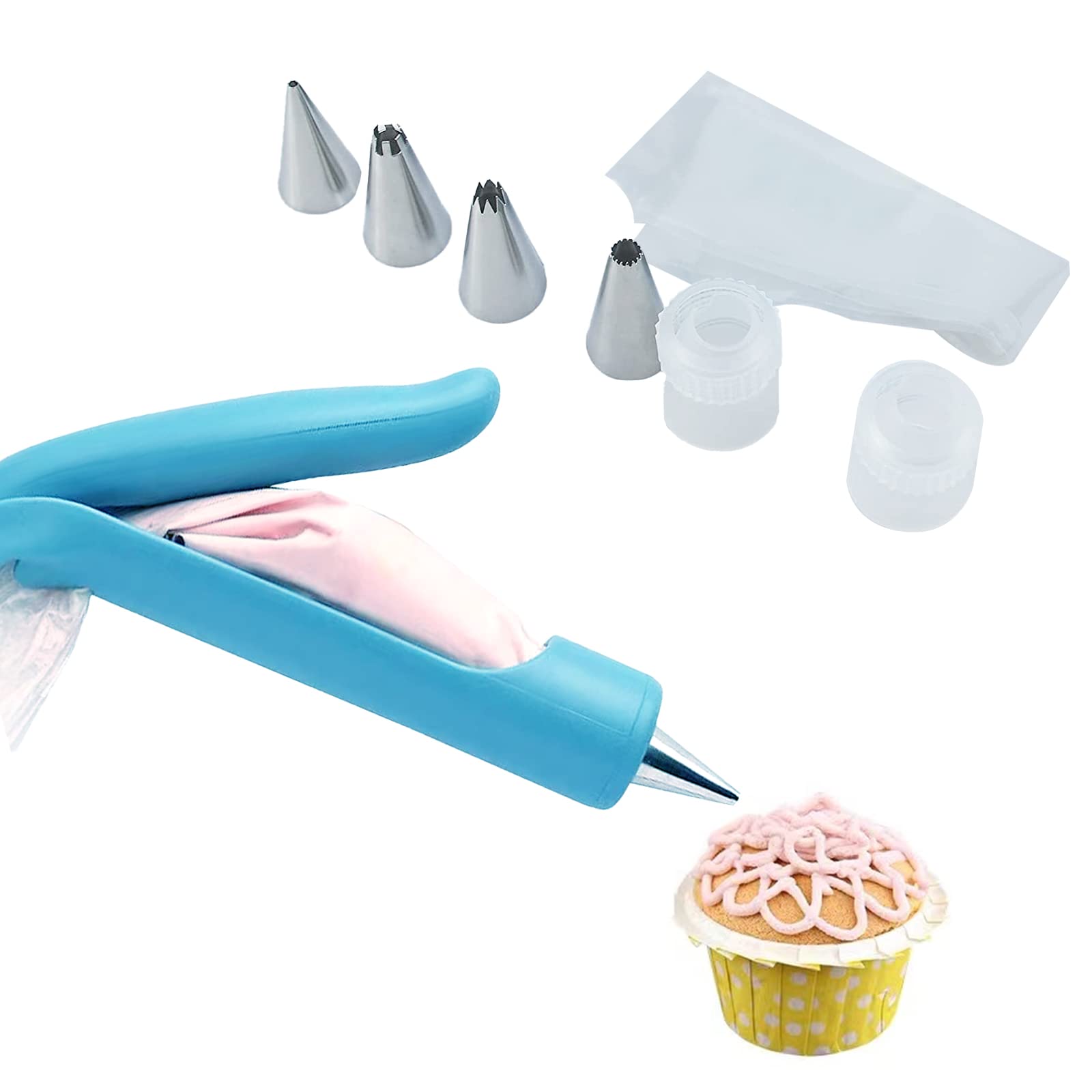 Cake Decorating Pen Tool Kit Icing Piping Tool Kit With 4 Different-Shaped Nibs 4 Nozzles Decorative Bag 2 Couplerdiy Cake Deco