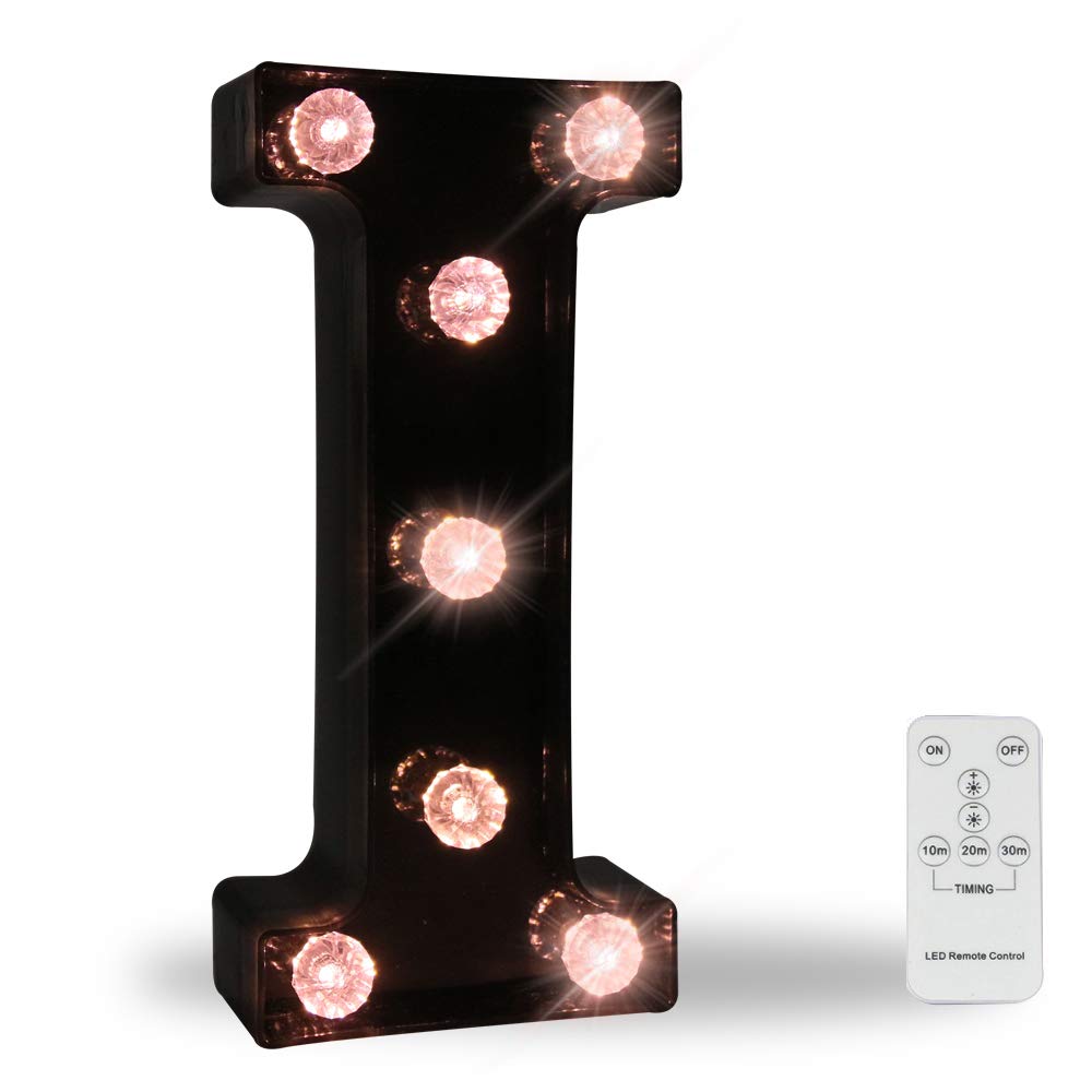 LED Black Alphabet Marquee Letters Sign Light Up Marquee Number Letter Lights Sign with Diamond Bulb for Night Light Home Bar Ch