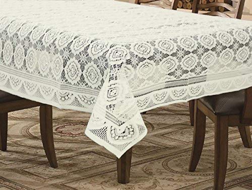 Kuber Industries Circle Design Cotton 6 Seater Dining Table Cover - Cream - Ctktc022310
