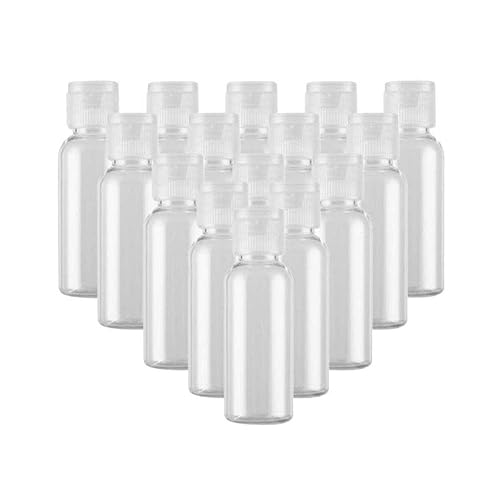 ericotry 24PCS 20ml/0.7oz Clear Empty Plastic Sample Bottle Travel Cosmetic Containers Jars Pot Vial with Flip Cap Perfect for Makeup Emollient Water Shower Gel Emulsion Shampoo Massage Oils