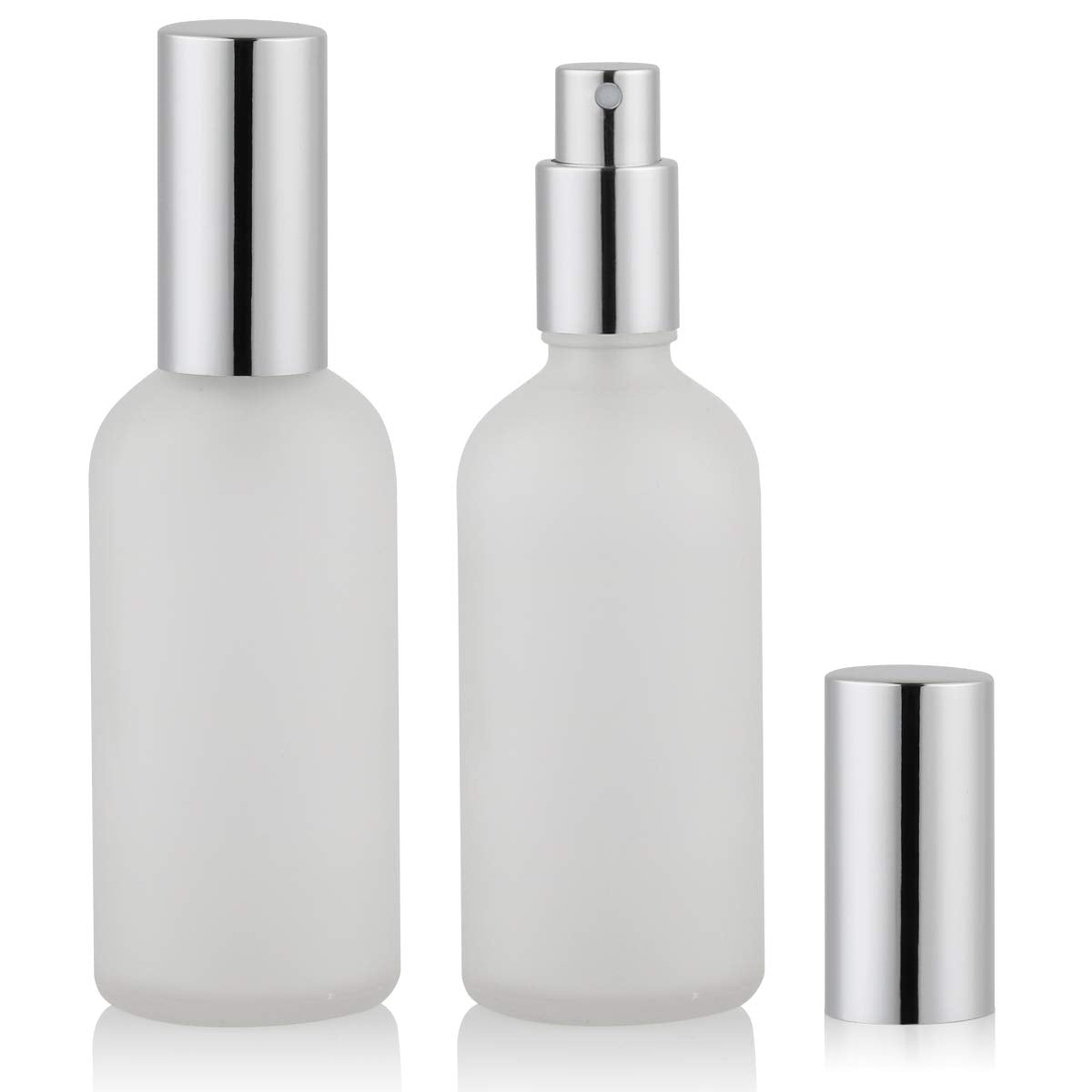 Empty Frosted Glass Spray Bottle 3.4Oz, Perfume Atomizer, Fine Mist Spray (2 Pack)