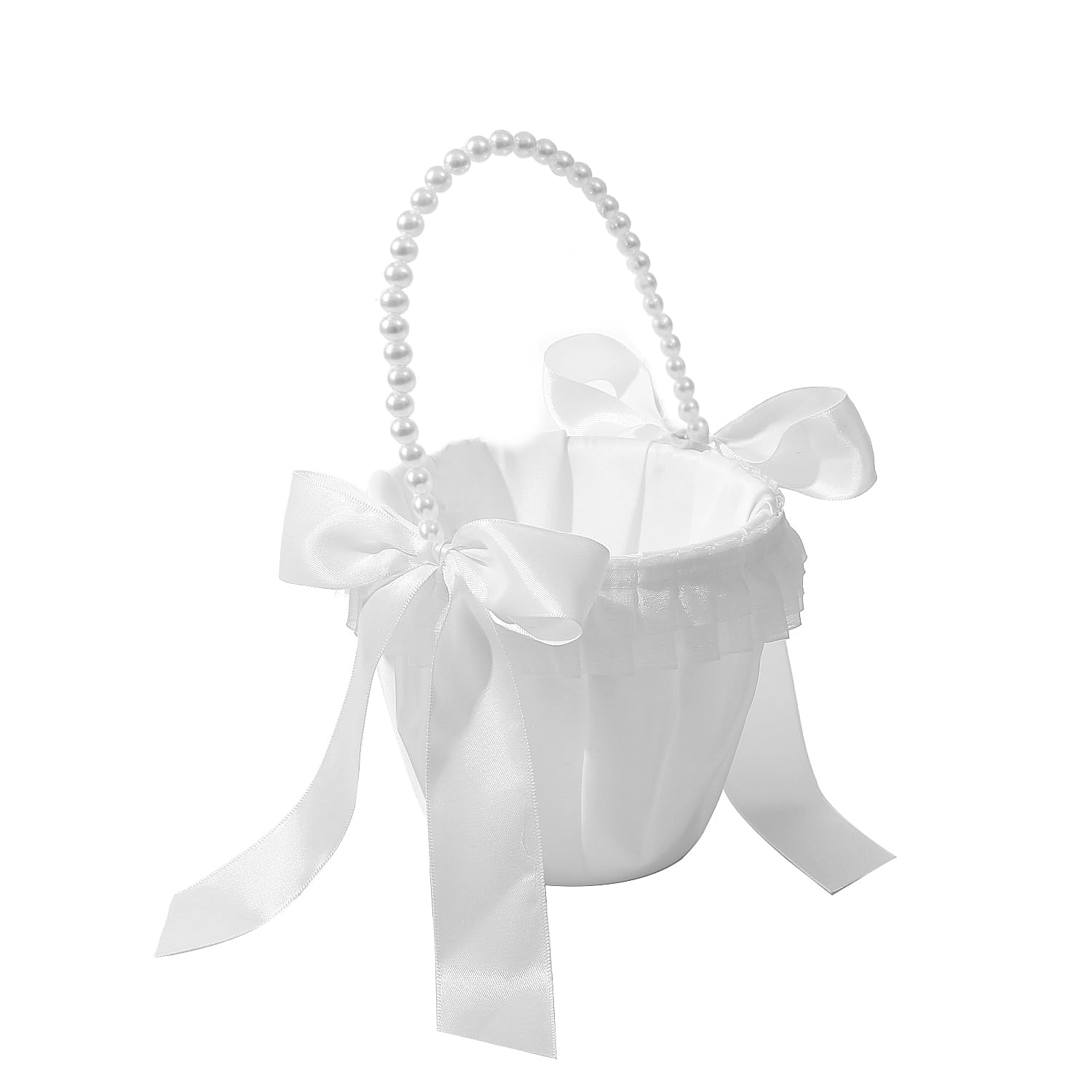 True Love Gift 2 Pcs Flower Girl Basket With Pearl Handle Flower Girl Baskets For Weddings