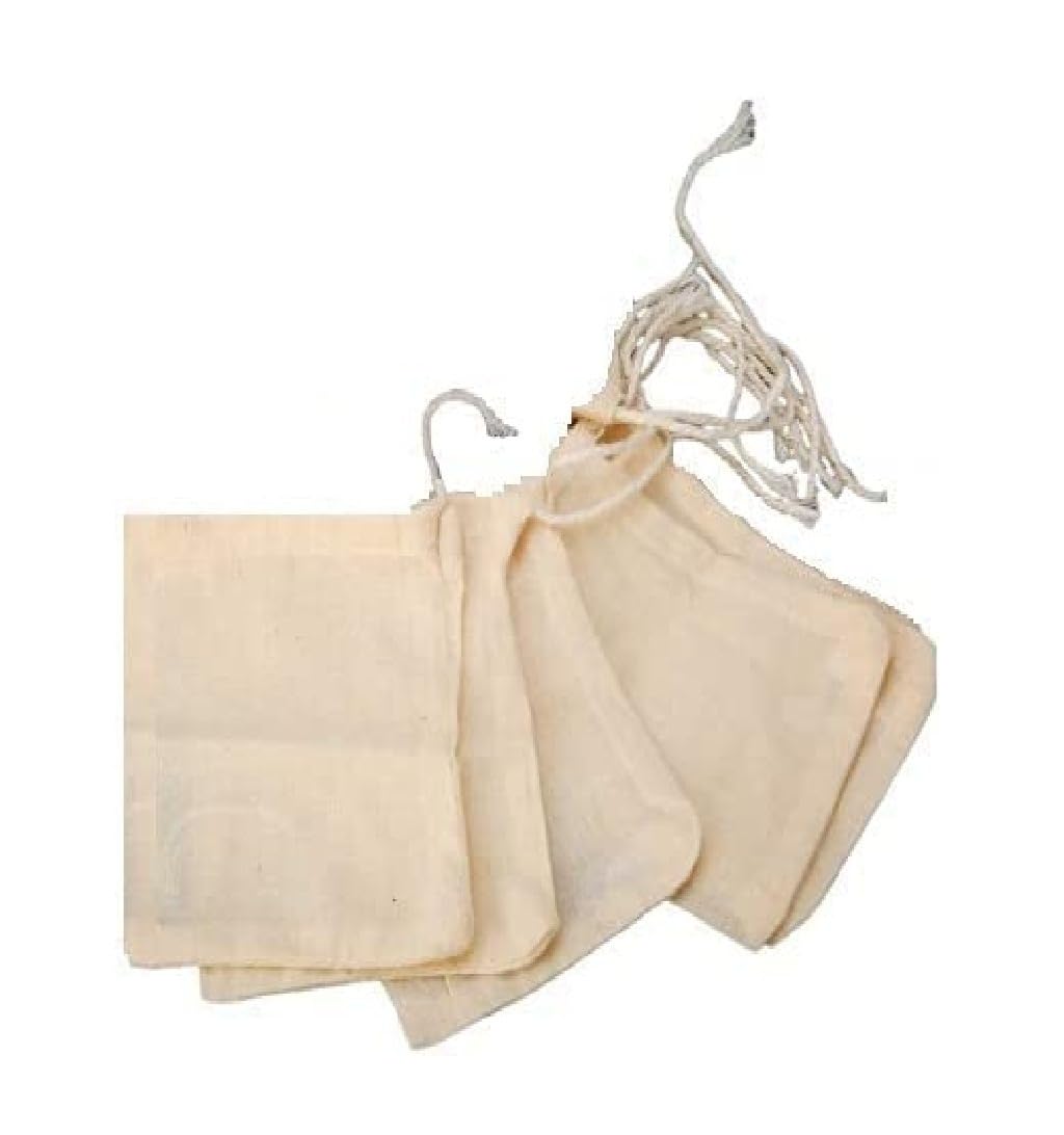Wud 5Pcs. Unbleached Muslin Cotton Cheese Cloth Bags For Kitchen,For Straining Juice As Strainer,Masala Potli,Spice Bag,Making P