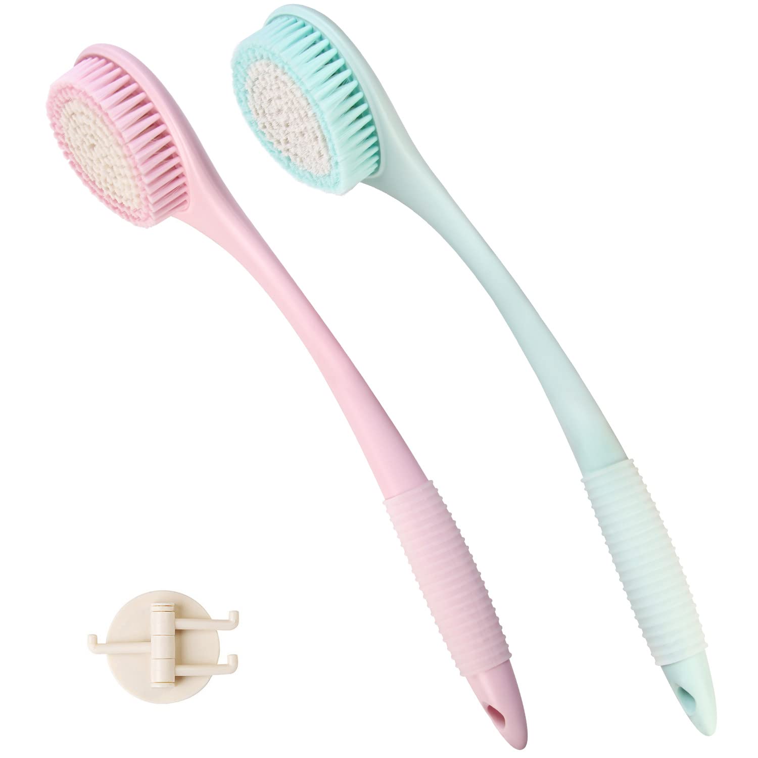 Bedelite Back Bath Brush Long Handle For Shower Of 2 - Soft Shower Brush For Men  Women,Back Brush Scrubber - 164 Long Skin Exfo