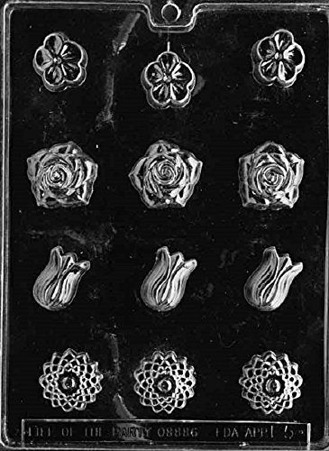 Grandmama'S Goodies F005 Assorted Flowers Chocolate Candy Soap Mold With Exclusive Molding Instructions