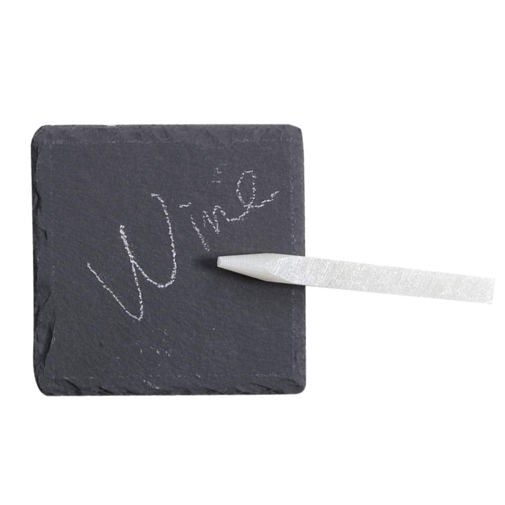 Slate Stone Drink Coasters - Set Of 5 Square Black Natural Edge Stone Drink Coasters For Bar And Home- 4'' X 4''