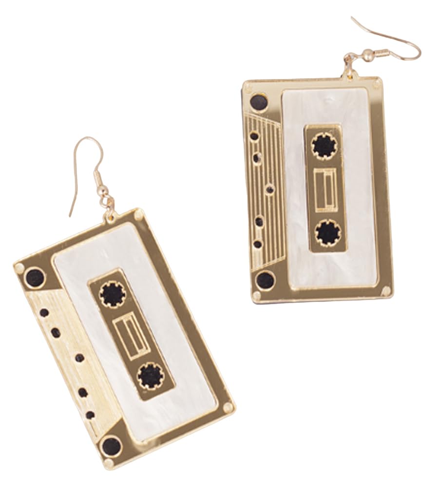 Cutiejewelry Cassette Tape Dangle Cute Pretty Earrings (Lilac Gold)