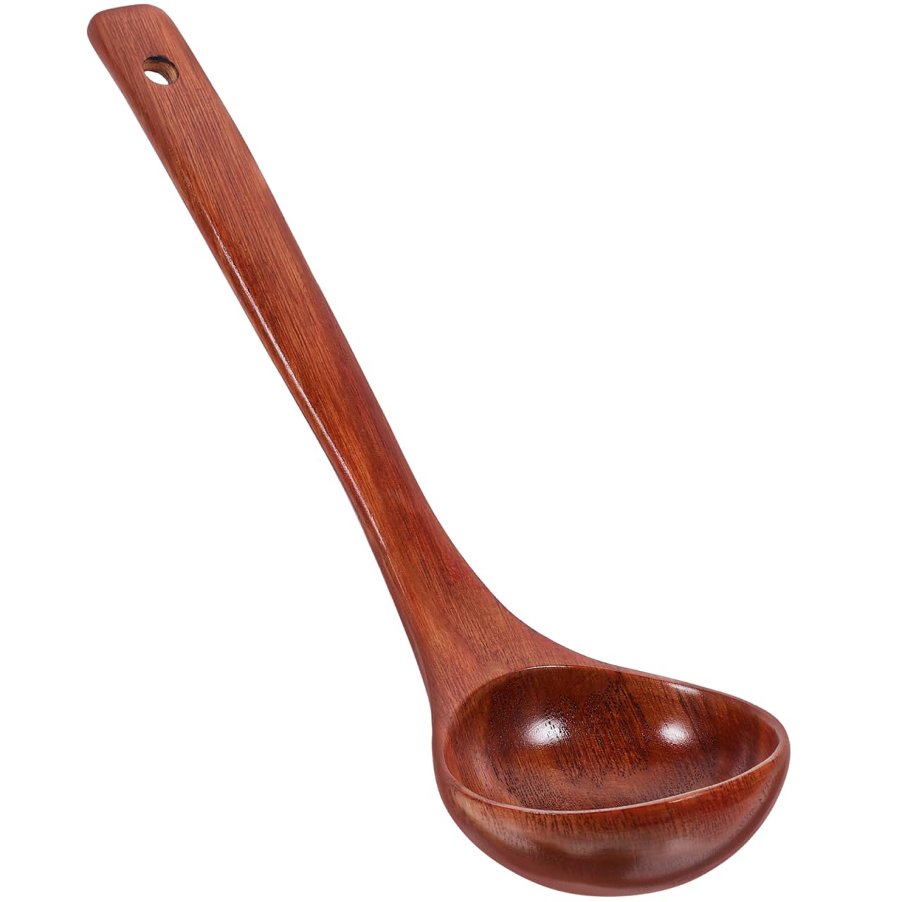 Amosfun Wooden Soup Ladle Long Handle 11.02In Deep Serving Spoon for Cooking and Home Kitchen Use