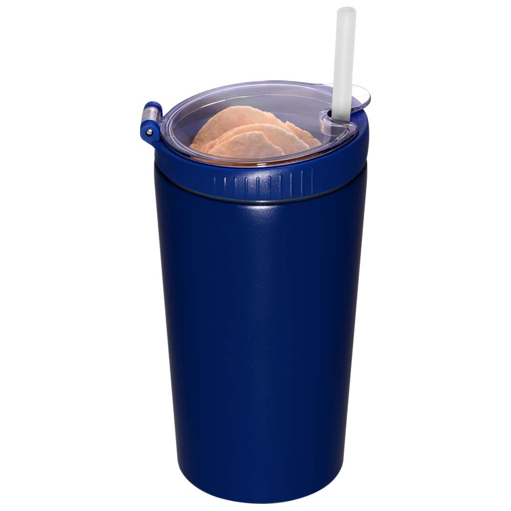 Jivililm Snack Tumbler With Lid And Straw, Stainless Steel Insulated 2-In-1 Travel Coffee Mug, Water Bottle With Snack Cup (Roya