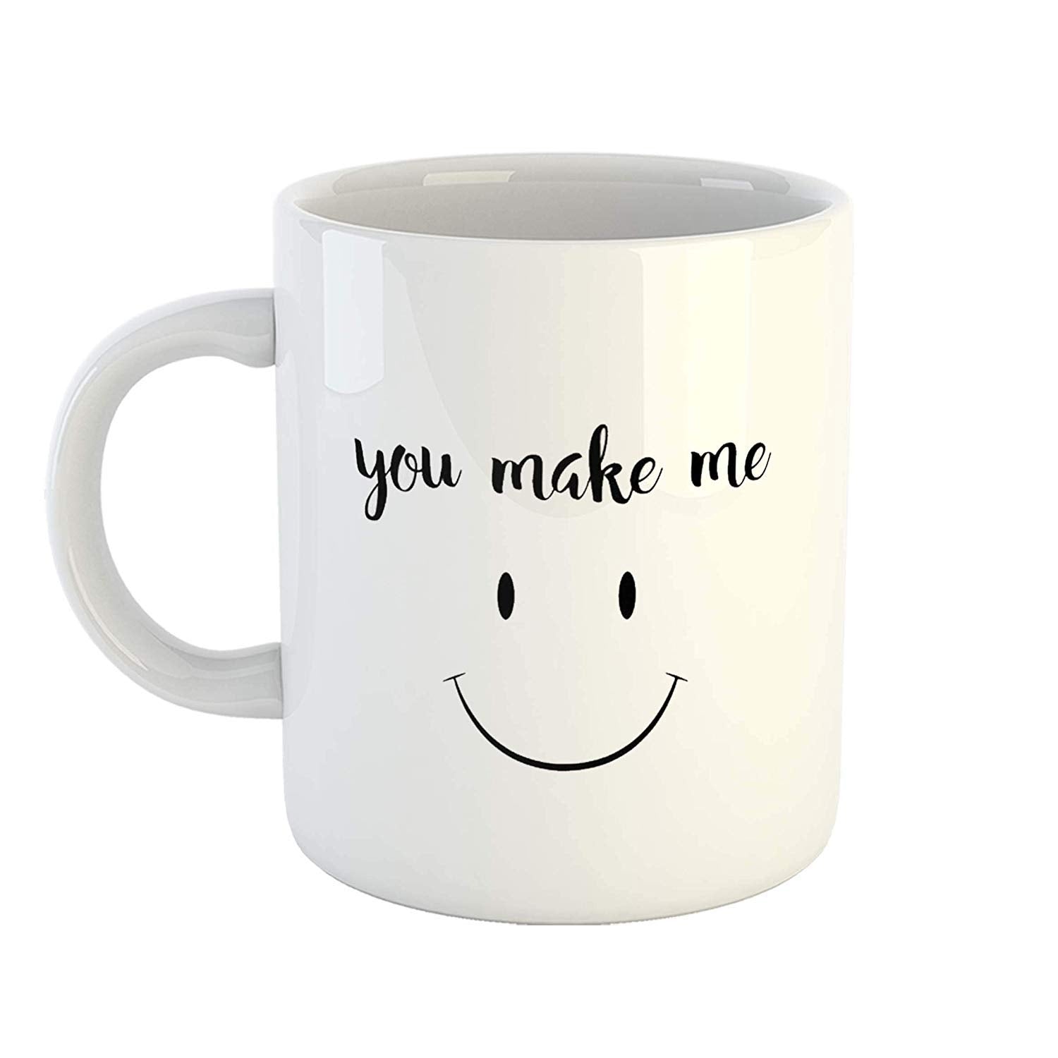 SCPmarts Create Your Desire You Make Me Smile Love Quotes Printed Ceramic Coffee Mug, 11 oz, White