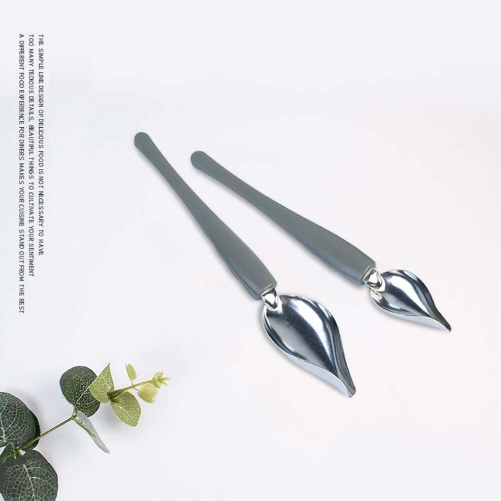 Professional Small Precision Culinary Drawing Decorating Spoons Set,2 Pcs Multi-Use Stainless Steel Chef Culinary Drawing Spoons