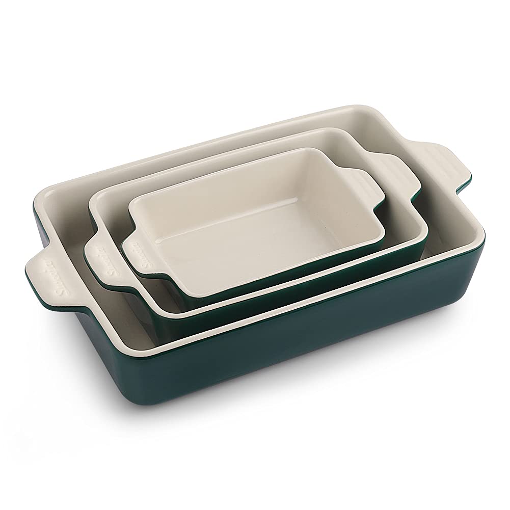 Sweejar Ceramic Bakeware Set, Rectangular Baking Dish Lasagna Pans for Cooking, Kitchen, Cake Dinner, Banquet and Daily Use, 11.