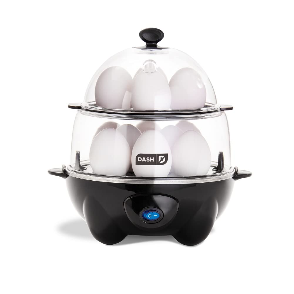 DASH Deluxe Rapid Egg Cooker for Hard Boiled, Poached, Scrambled Eggs, Omelets, Steamed Vegetables, Dumplings & More, 12 capacit