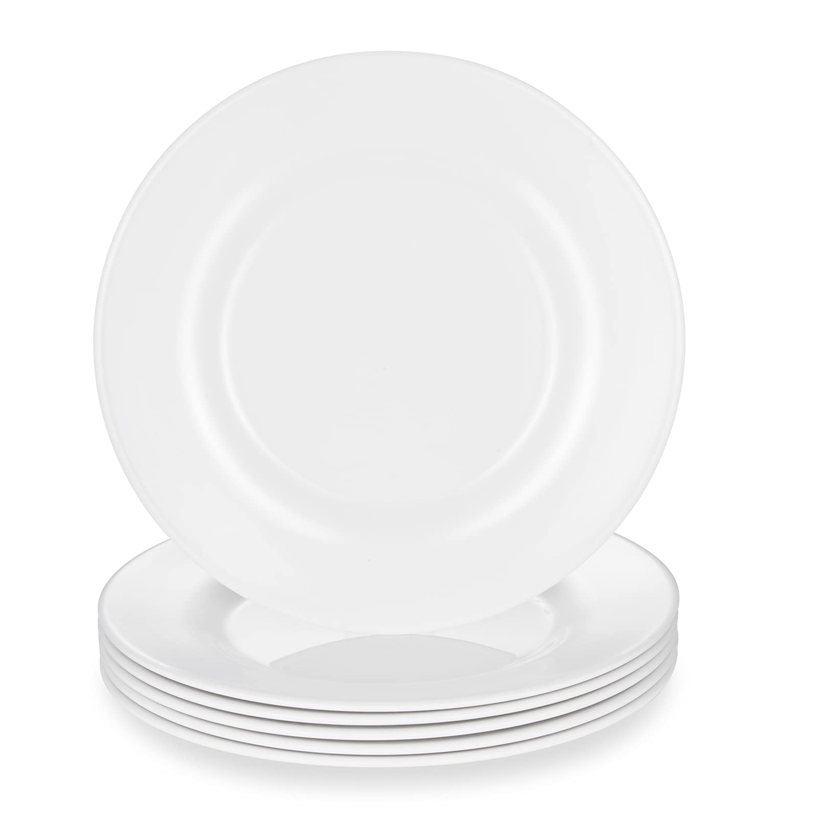 Hsdt Melamine Dinner Plates,Round,Wide Side, Deep Plate,White,10 Inches,Set Of 6,Pyw-10-06