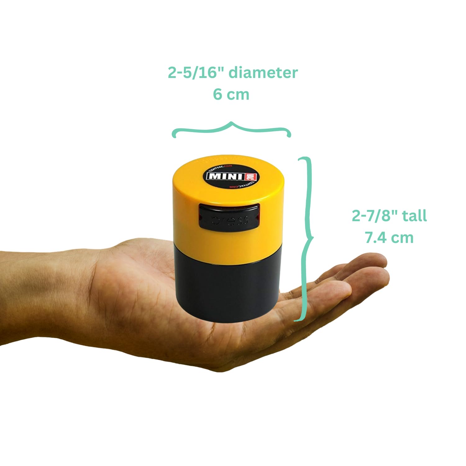 Minivac - 10G To 30 Grams Airtight Multi-Use Vacuum Seal Portable Storage Container For Dry Goods, Food, And Herbs - Yellow Cap