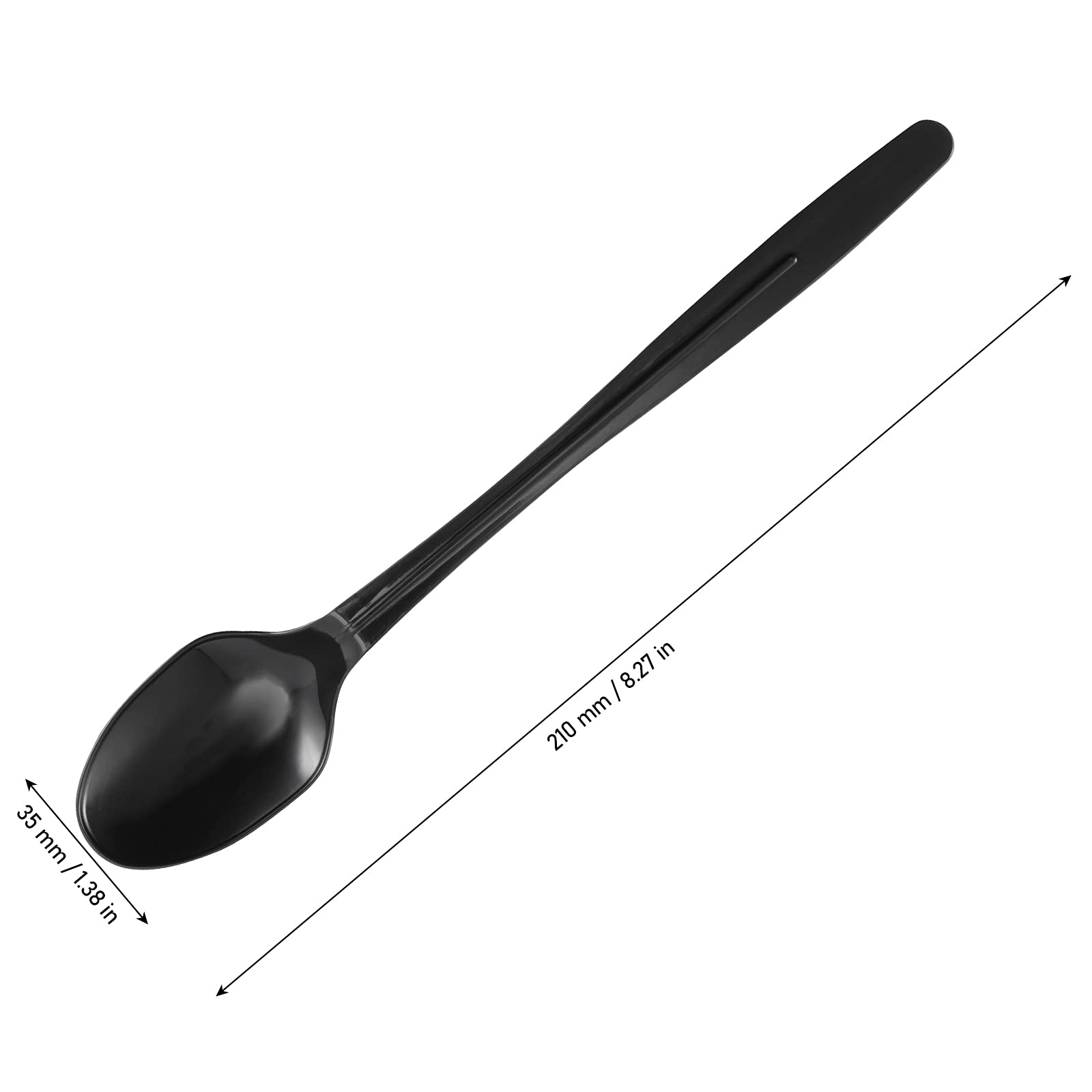 Jeuihau 400 Pcs 8 Inches Individually Wrapped Plastic Spoons, Disposable Soda And Sundae Spoons With Long Handles, Black Plastic