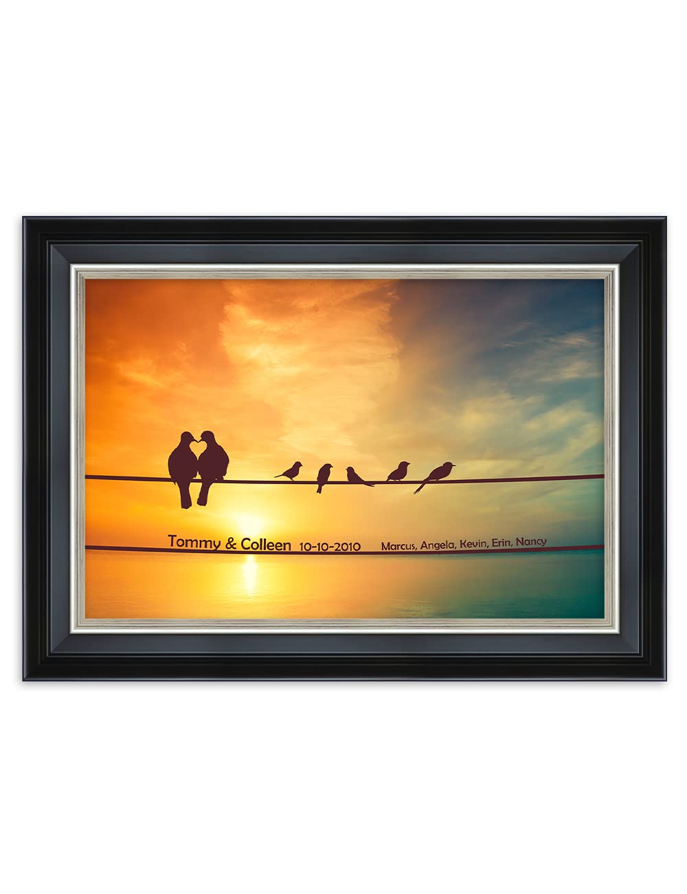 Ipic - We Are Family Personalized Framed Wall Art With Names And Date On, Giclee Prints With Solid Wood Frame, Customized Gift A