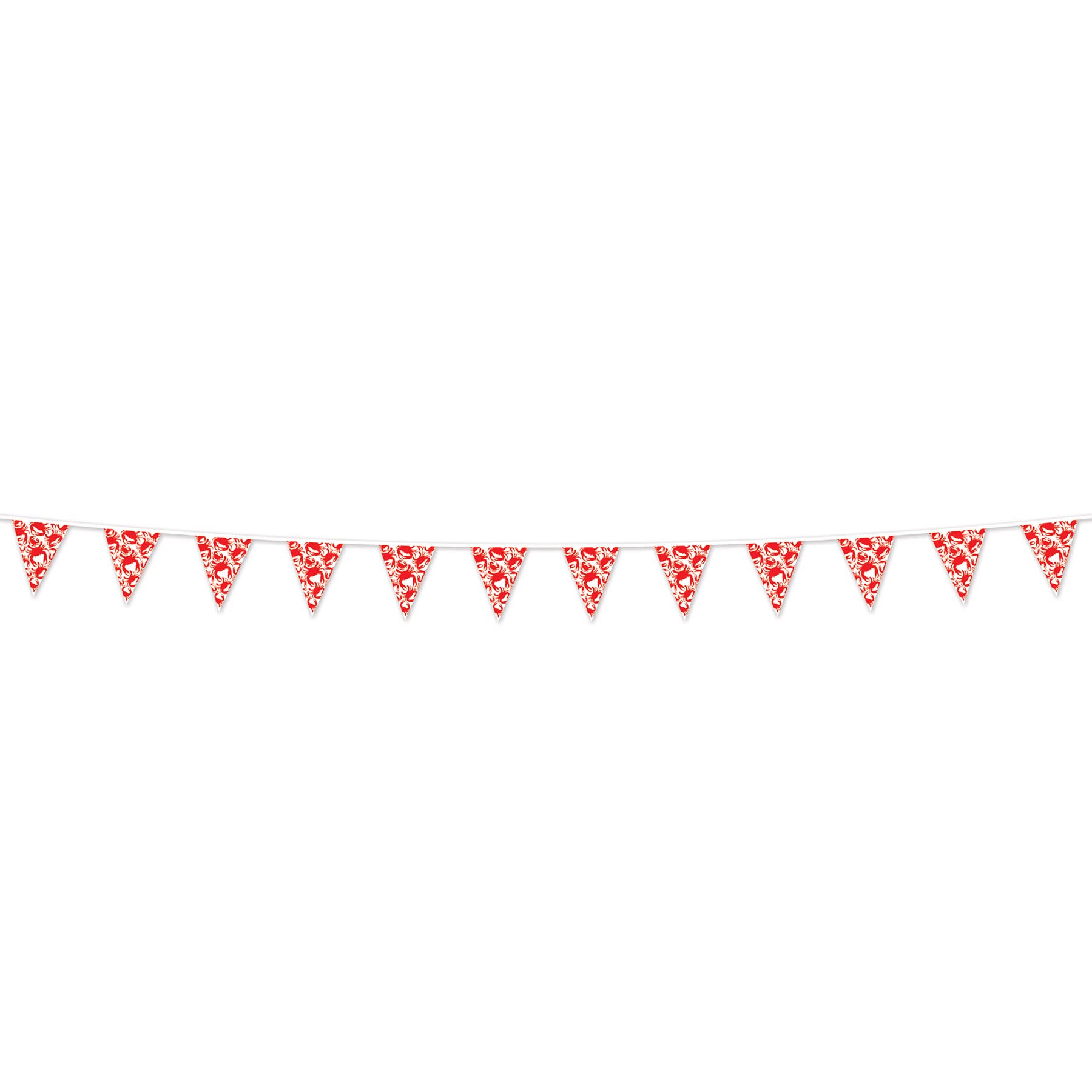 Beistle Plastic Nautical Theme Party Crab Pennant Banner Luau Beach Decorations, 9'' X 129'', White/Red