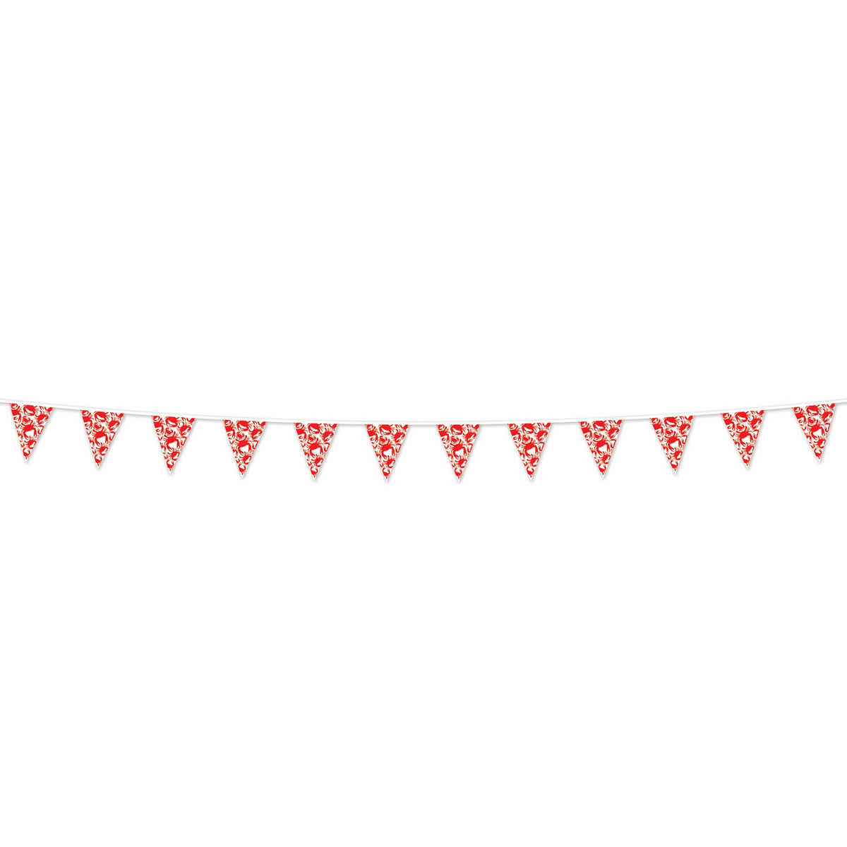 Beistle Plastic Nautical Theme Party Crab Pennant Banner Luau Beach Decorations, 9'' X 129'', White/Red