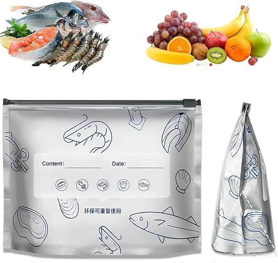 Gopikrishna Reusable Aluminum Food Storage Bag Stand Up Foil Sealable With Zip Lock Preservation Leakproof Fresh Keeping For Veg