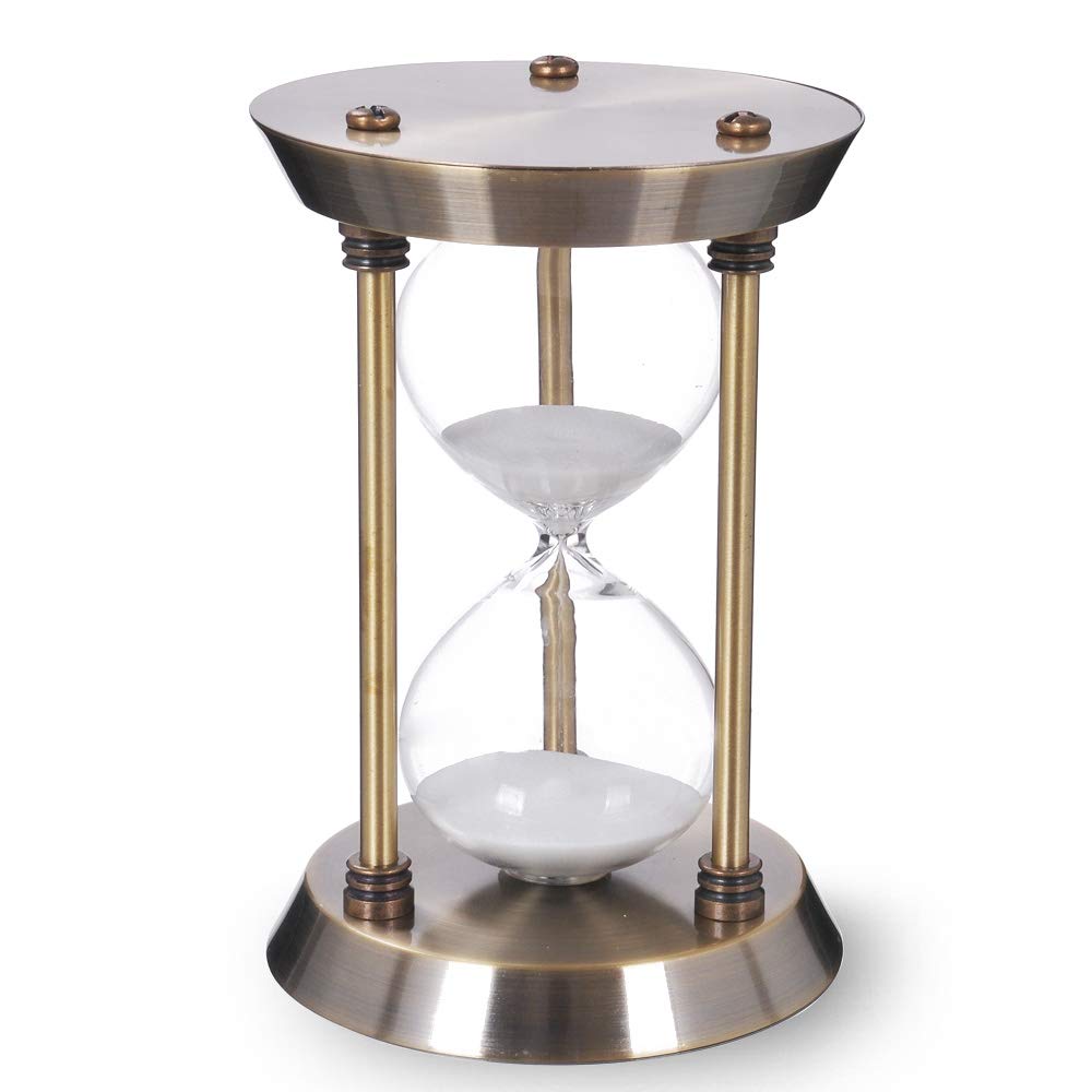 60 Minute Hourglass Sand Timer With Metal Frame, Big Size Antique Sand Clock, Bronze