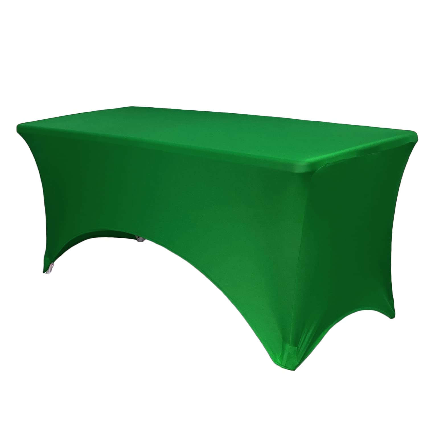 Your Chair Covers - 6 Ft Rectangular Fitted Spandex Tablecloths Patio Table Cover Stretchable Tablecloth - Emerald Green