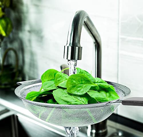 Kafoor 9'' Large Extra Fine Mesh Strainer With Thermo Plastic Rubber Handle - Sieve Fine Mesh Stainless Steel - Ideal To Strain