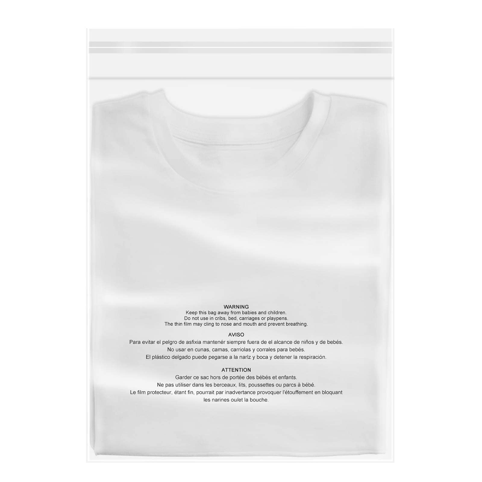 200 Count - 10 X 13, Self Seal 16 Mil Clear Plastic Poly Bags With Suffocation Warning For Prints, Photos, Documents, Clothing,