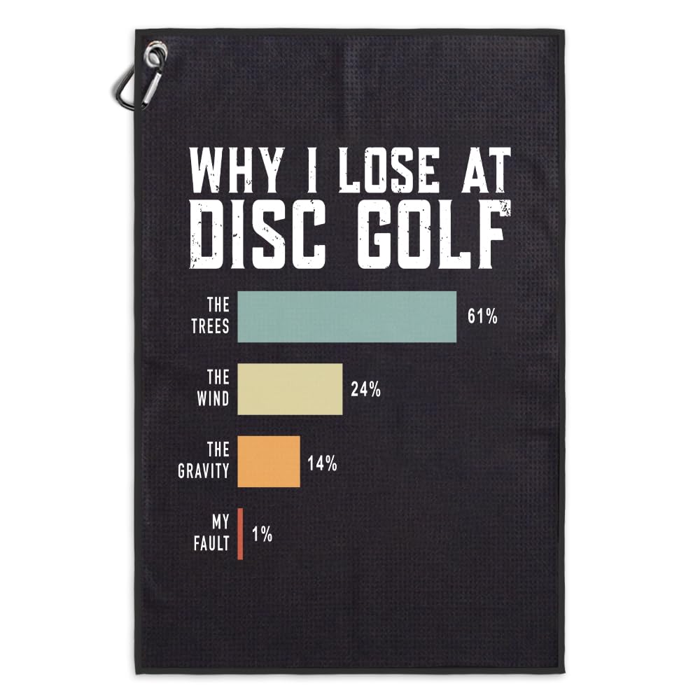 Msticey Why I Lose at Disc Golf Microfiber Sport Towel with Clip, Great Disc Golf Gifts for Grandpa, Dad, Father s Day, Disc-Go