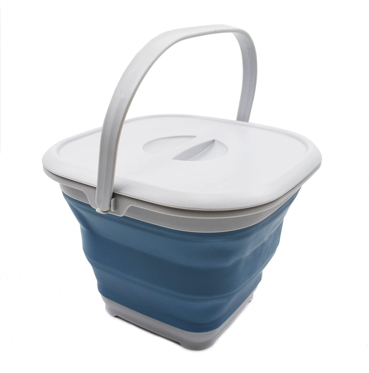 Sammart 8.5L (2.2 Gallon) Collapsible Square Handy Bucket With Lid/Foldable Squarewater Pail With Lid/Portable Tub With Handle A