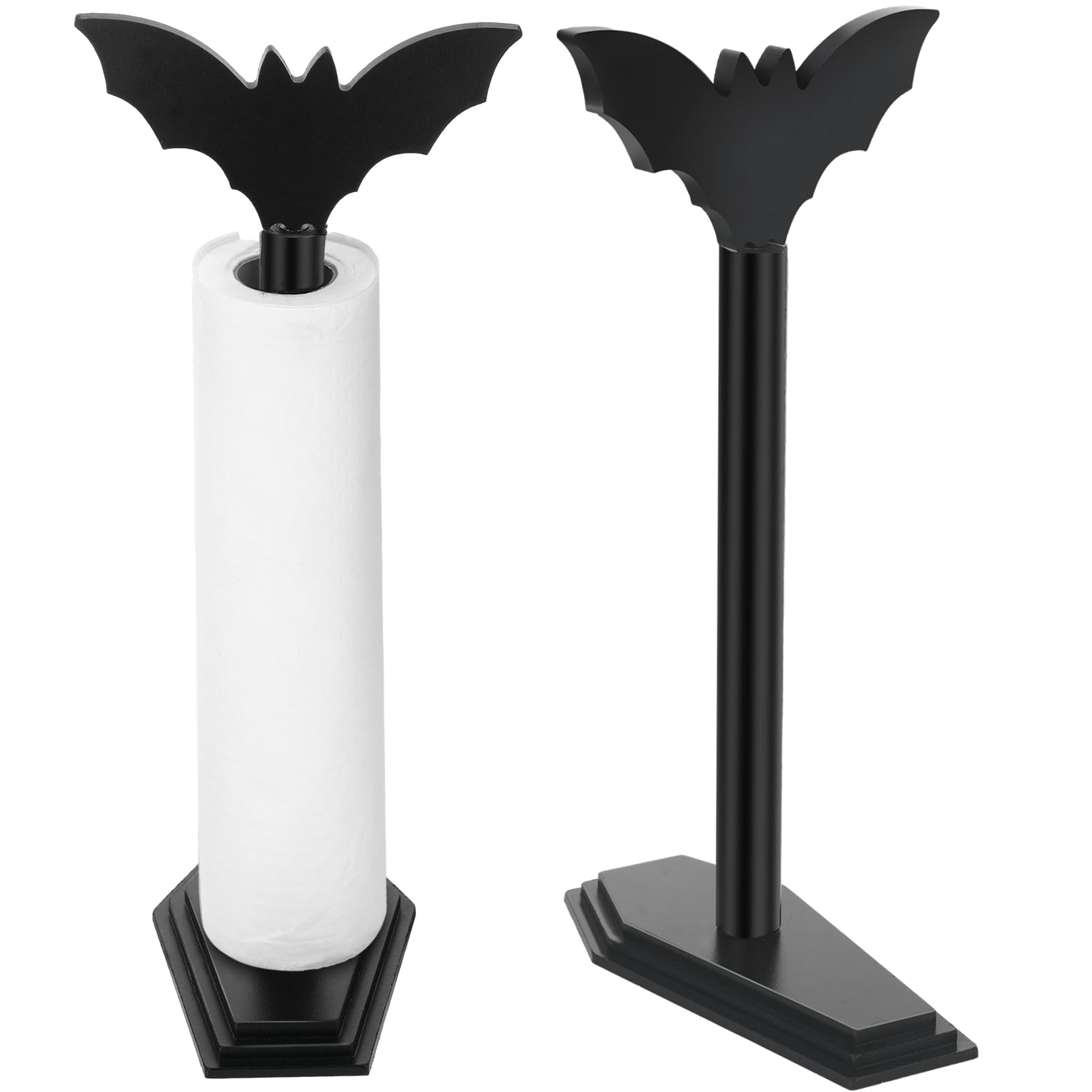 Yaomiao 2 Pcs Bat Paper Towel Holder Halloween Decor Gothic Paper Towel Dispenser Wooden Roll Stand Organizer For Kitchen Bathro
