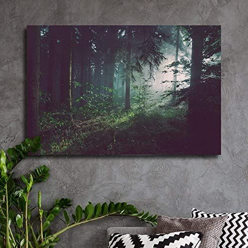 Wall26 Canvas Print Wall Art Sunlight Passing Through Green Forest Nature Wilderness Photography Modern Art Rustic Scenic Colorf