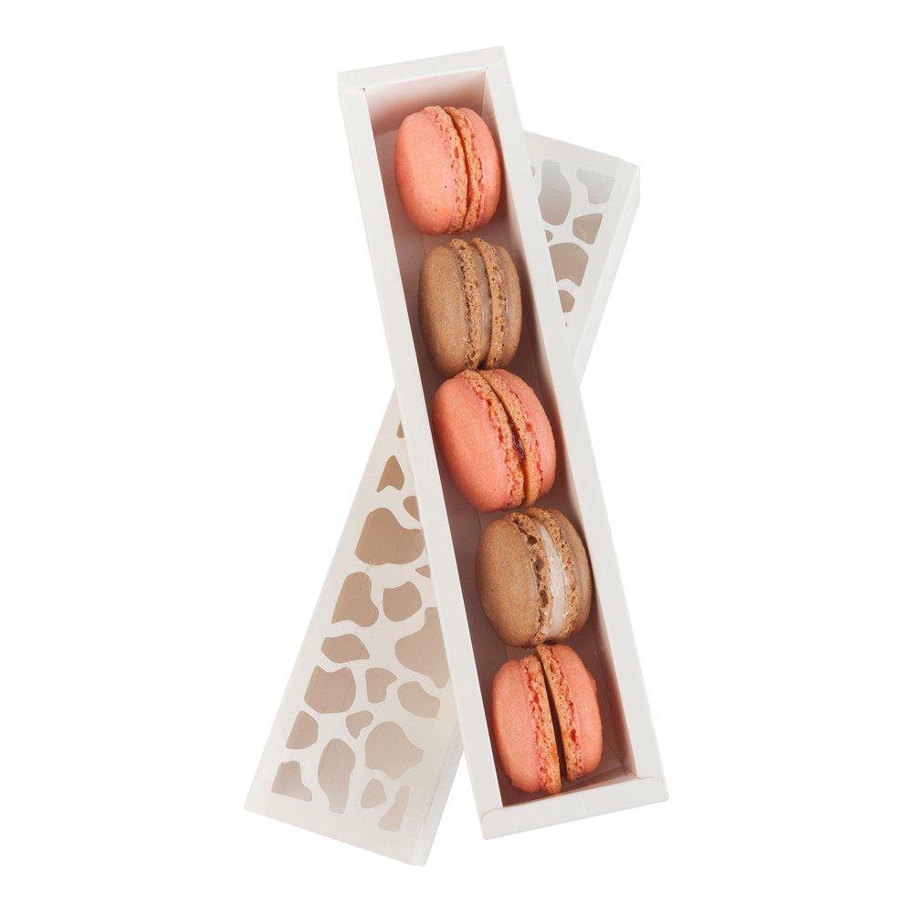 Restaurantware Sentiero 10 Inch Macaron Boxes  100 Shock Safe Macaron Packaging - Holds 5 Macarons  With Covers  White Paper Macaron Gift Boxes  For Gifts and Parties - Restaurantware