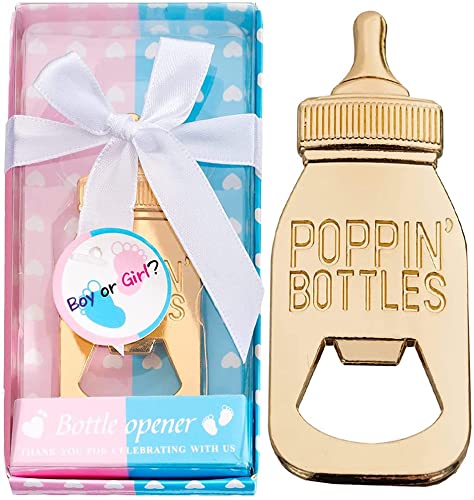 24Pack Baby Bottle Openers For Baby Shower Favors, Gifts, Decorations Souvenirs, Poppin Bottles Openers With Gifts Box Used For